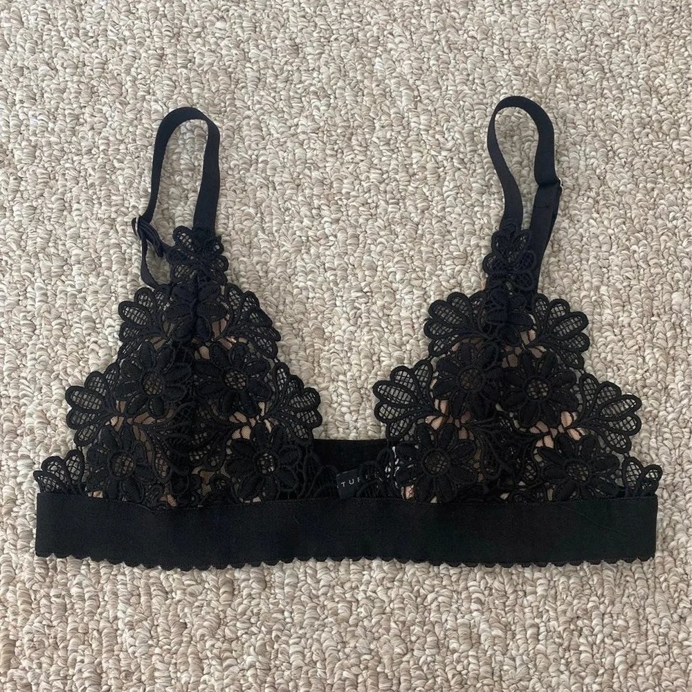 Black Lace Crochet Bralette Lingeri Festival Raves